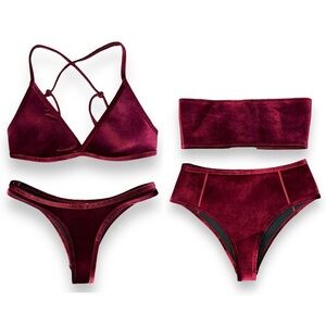 Hoaka Swimwear Bundle Of 2 Wine Velvet Bikini Set